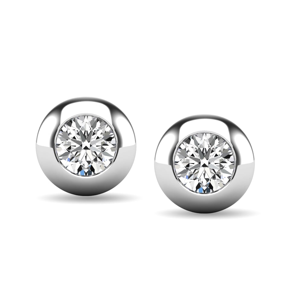 Diamond 1/10 Ct.tw Bezel Set Earrings in 10K White Gold