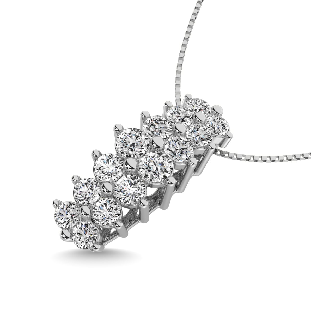 Diamond 1 1/2 Ct.tw Round Cut Pyramid Pendant in 14K White Gold