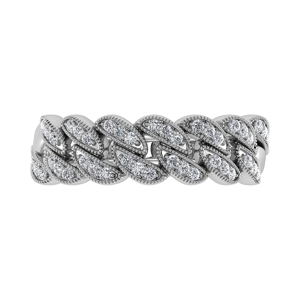 14K White Gold 1/5 Ct.Tw. Diamond Cuban Style Band