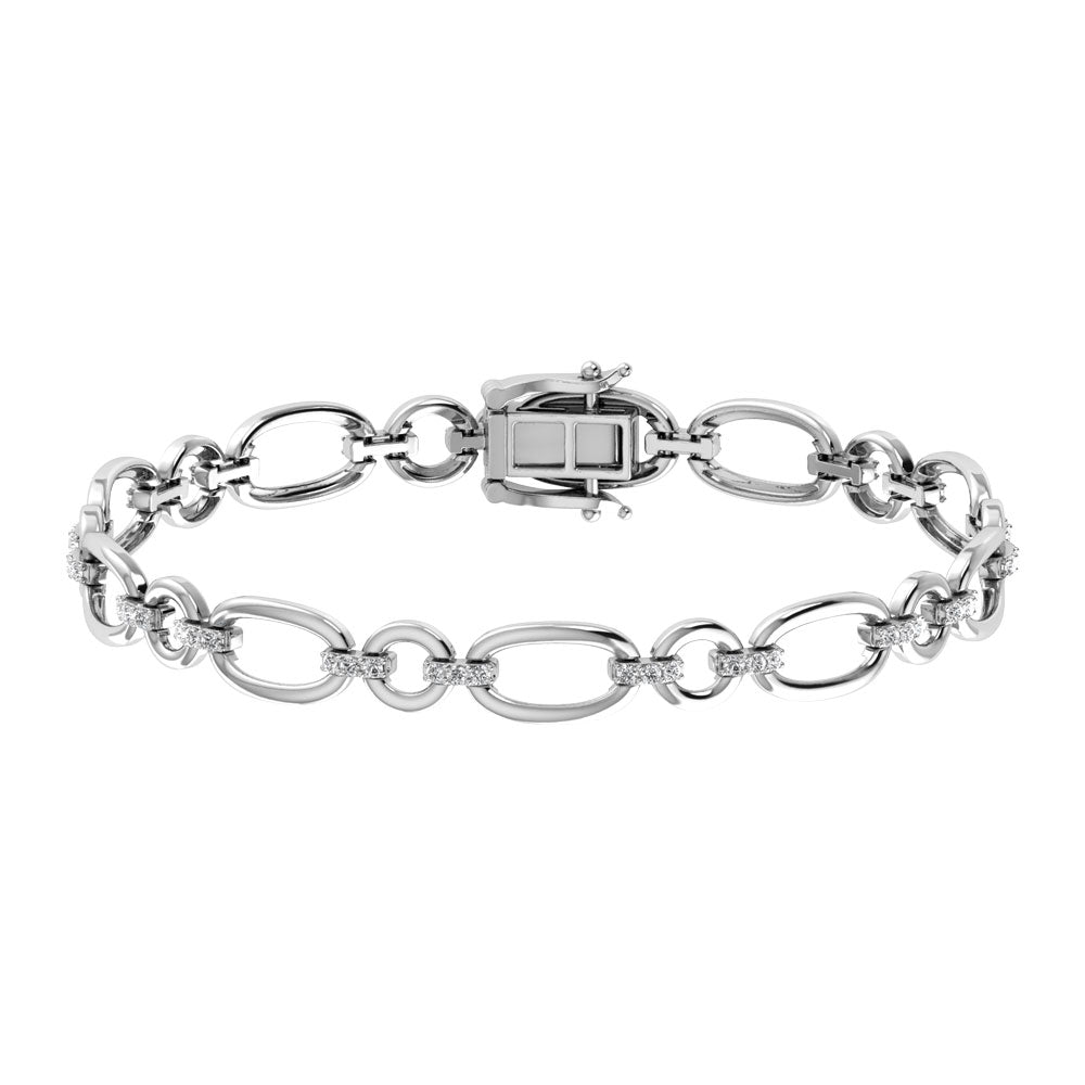 Diamond 5/8 Ct.Tw. Cuban Fashion Bracelets in 14K White Gold
