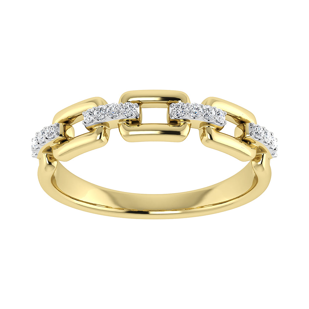 10K Yellow Gold 1/8 Ct.Tw. Diamond Cuban Link Fashion Ring