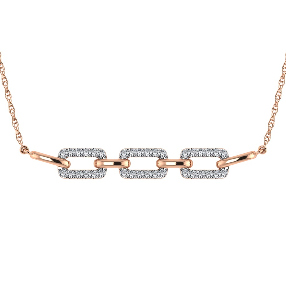 10K Pink Gold 1/5 Ct.Tw. Round Diamond Cuban Link Necklace