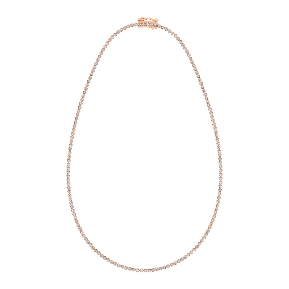 14K Rose Gold 3 1/4 Ct.Tw. Diamond Tennis Necklace (13 inches + 3 inches extender chain)