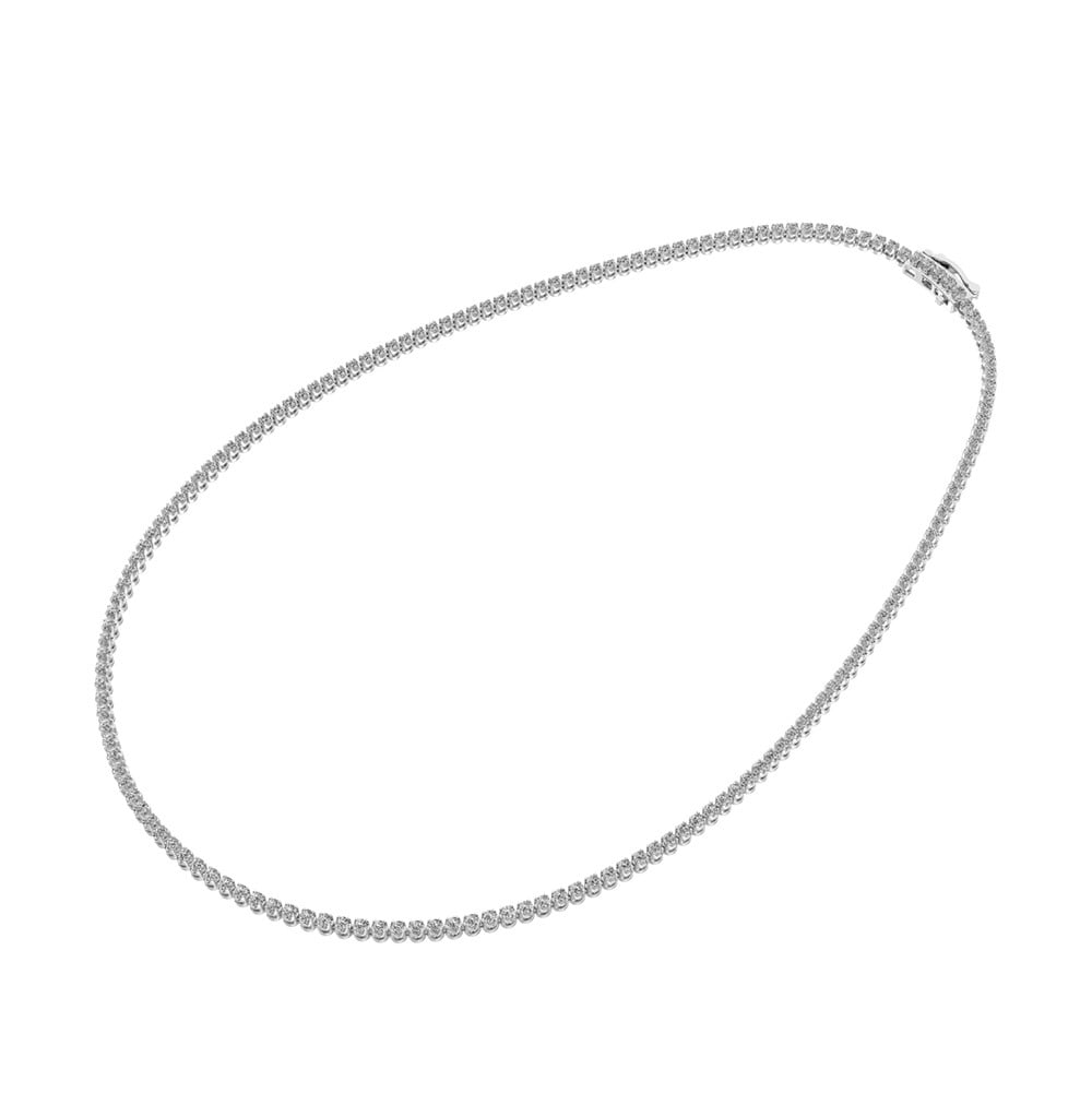 10K White Gold 3 3/8 Ct.Tw. Diamond Tennis Necklace (13 inches + 3 inches extender chain)