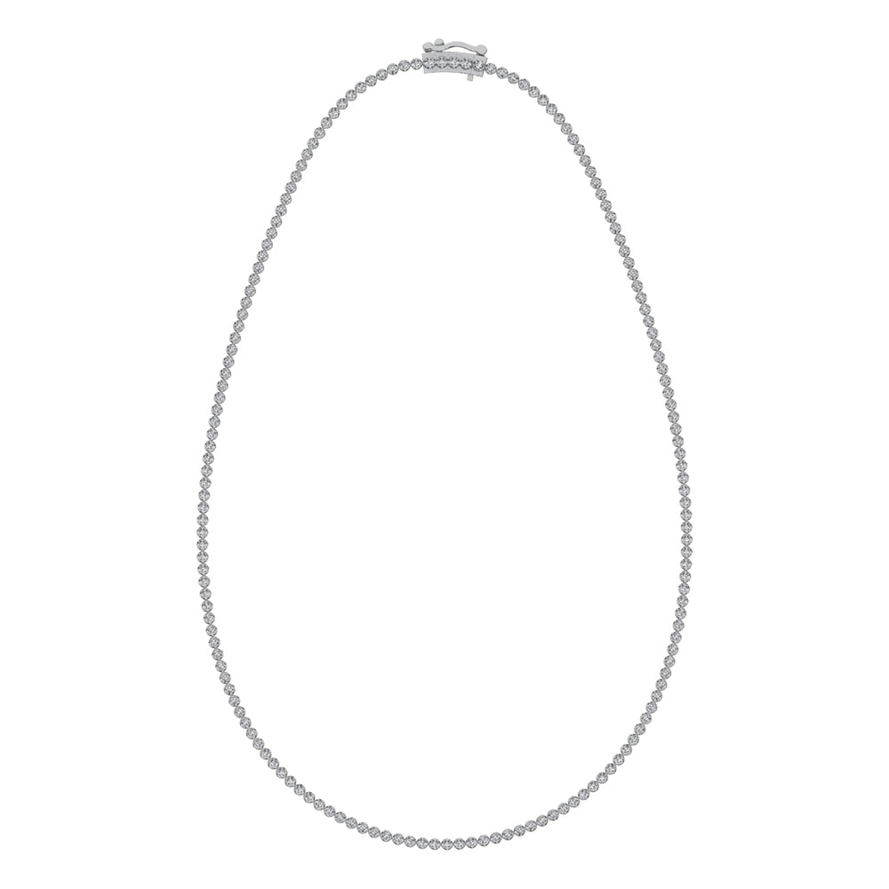 14K White Gold 4 1/10 Ct.Tw. Diamond Tennis Necklace (13 inches + 3 inches extender chain)
