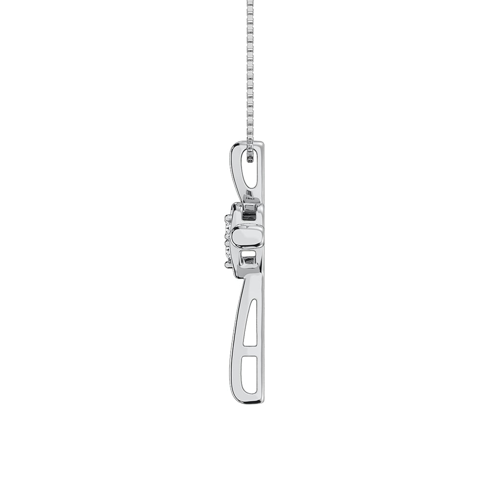 Sterling Silver 1/50 Ct.Tw. Diamond Cross with Heart Necklace