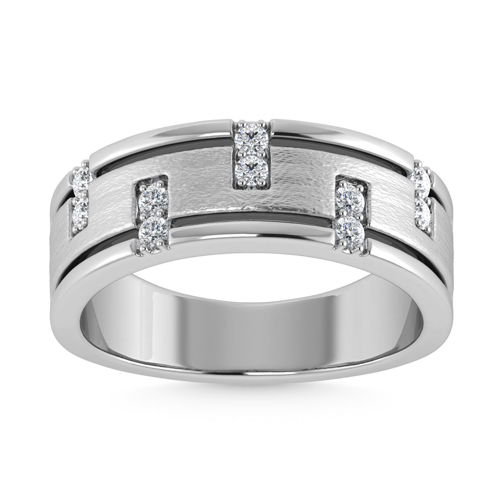 14K White Gold 1/3 Ct.Tw. Diamond Mens Band