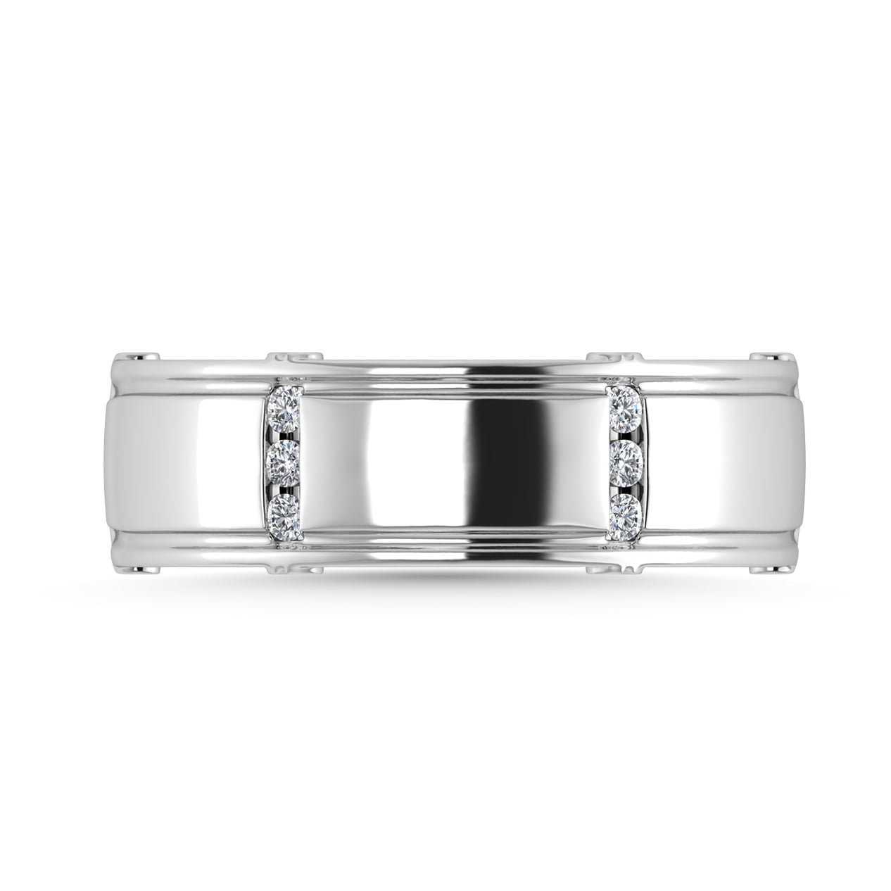 Diamond 1/10 Ct.Tw. Mens Band in 14K White Gold