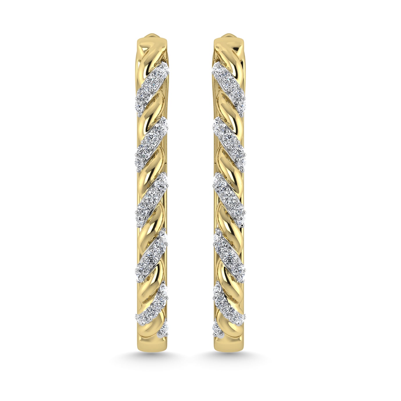 Diamond 3/8 Ct.Tw. Hoop Earrings in 10K Yellow Gold