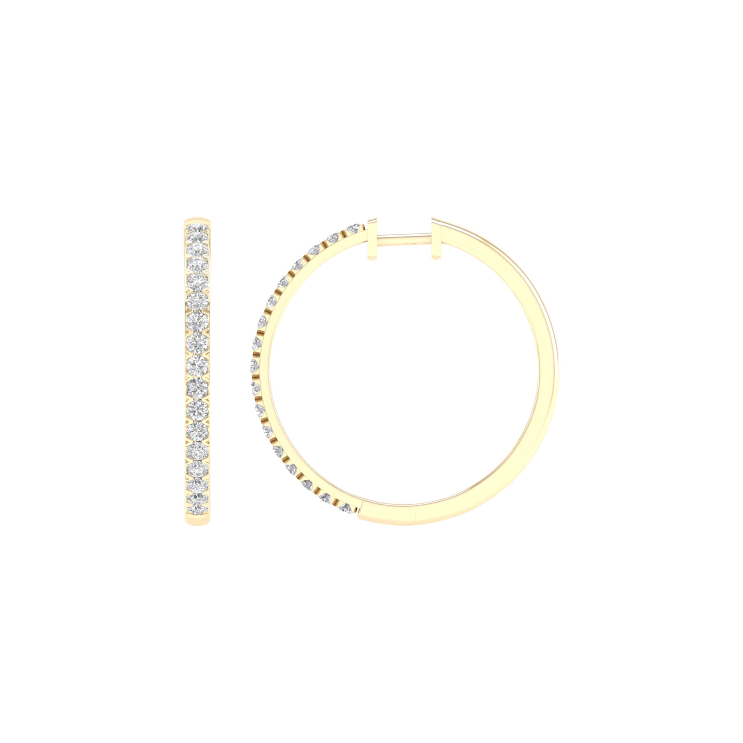 14K 2.00CT Certified Lab Grown Diamond Hoop Earrings ( IGI Certified )