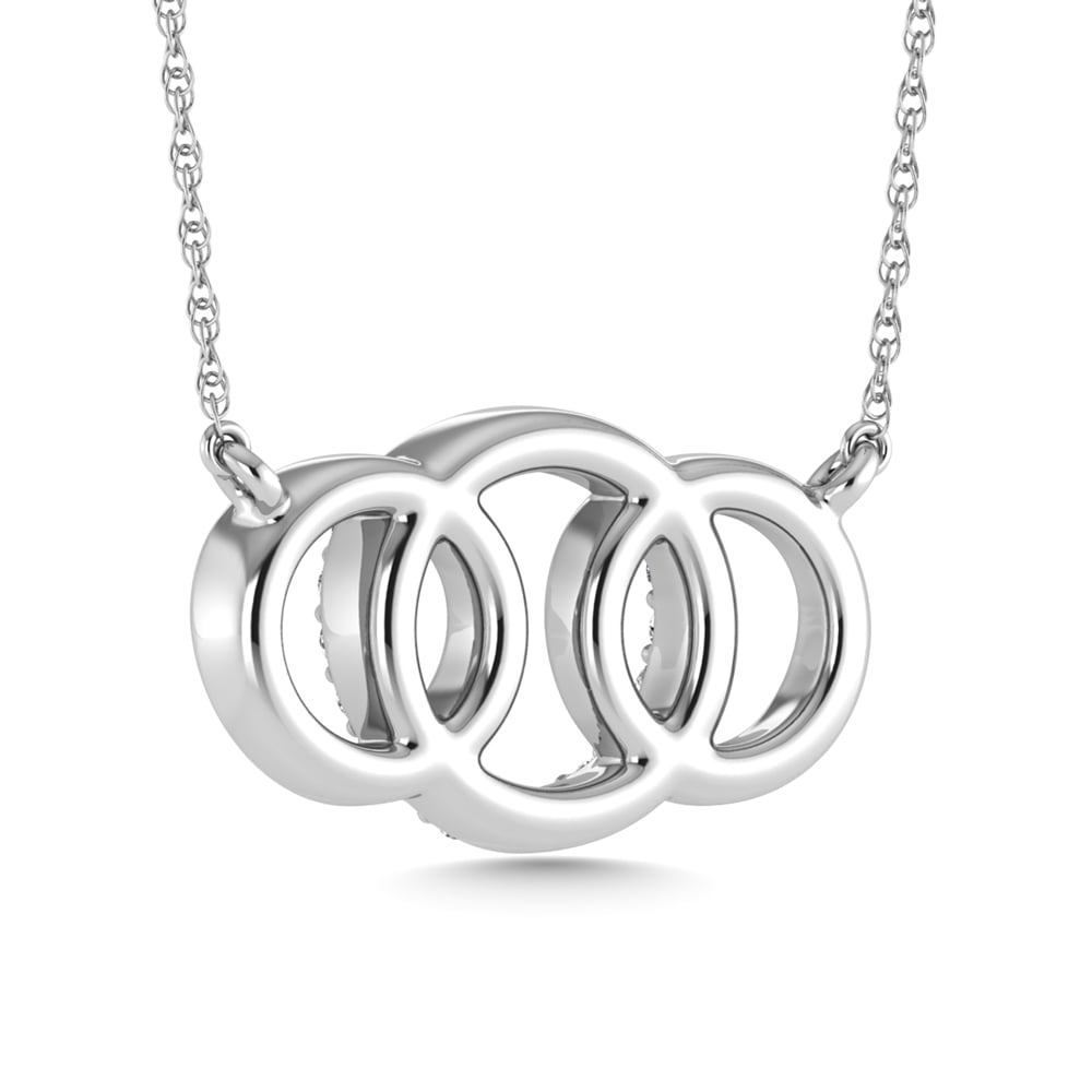 10K White Gold Diamond 1/10 Ct.Tw. Interlinked Circle Fashion Necklace