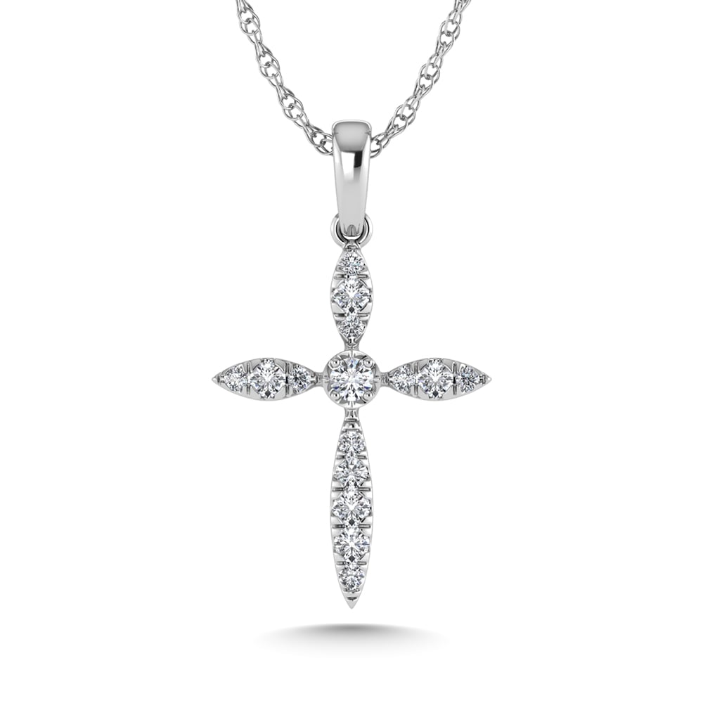 10K White Gold Diamond 1/8 Ct.Tw. Cross Pendant