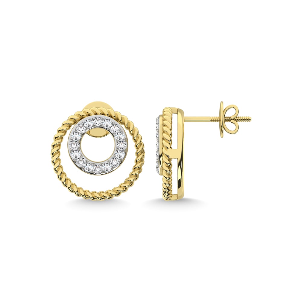 10K Yellow Gold Diamond 1/6 Ct.Tw. Fashion Earrings
