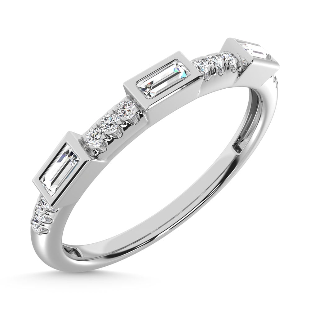 14K White Gold Diamond  1/8 Ct.Tw. Stack Band