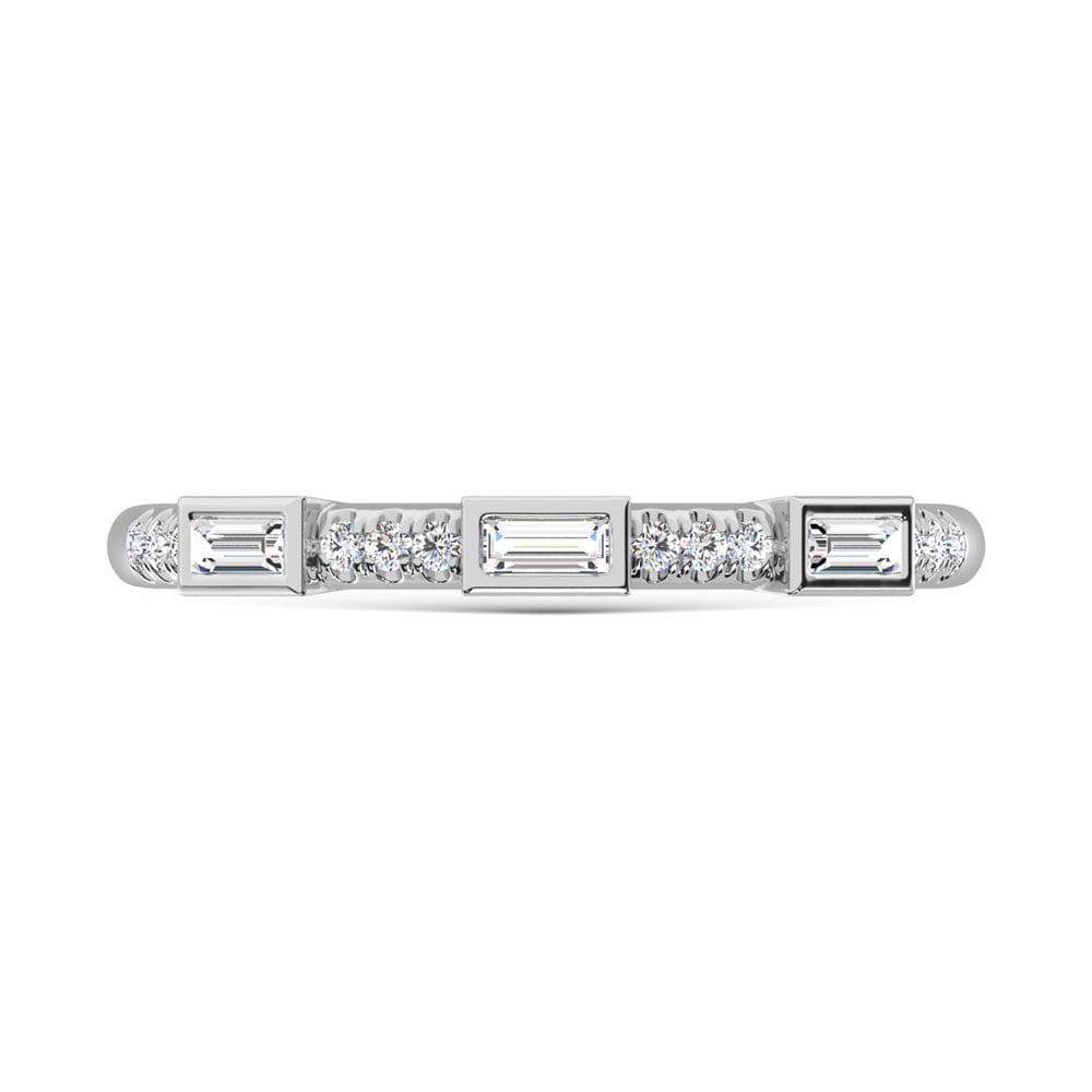14K White Gold Diamond  1/8 Ct.Tw. Stack Band