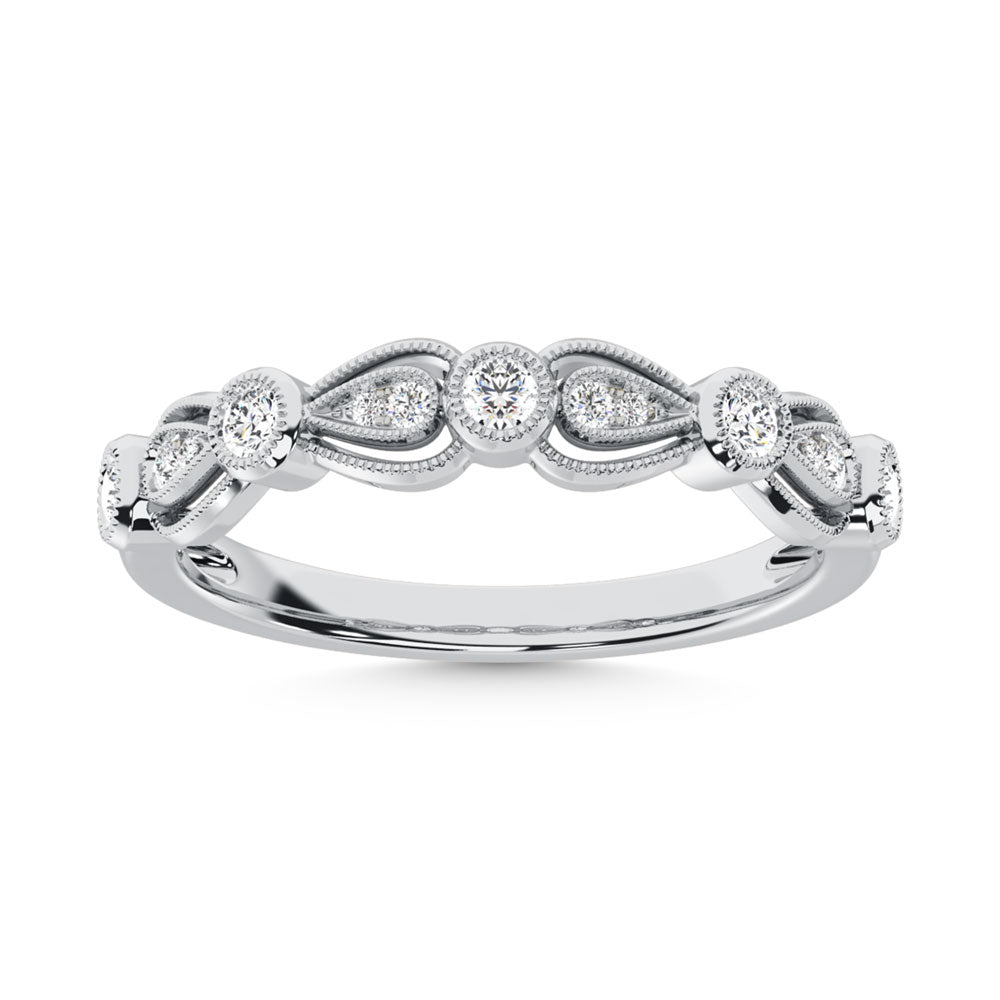14K White Gold Diamond  1/4 Ct.Tw. Stack Band