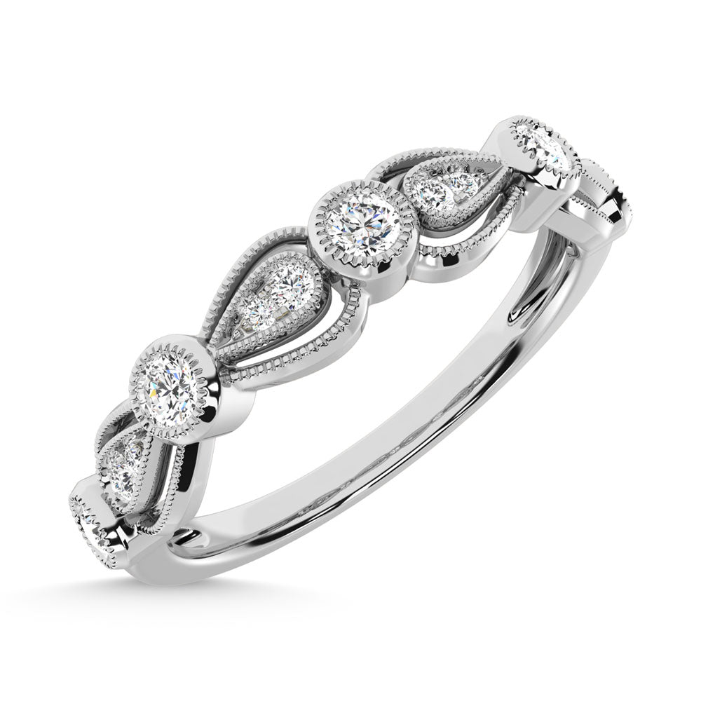 14K White Gold Diamond  1/4 Ct.Tw. Stack Band