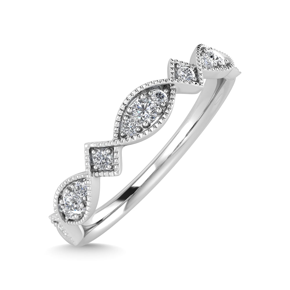 14K White Gold Diamond 1/6 Ct.Tw. Stackable Ring