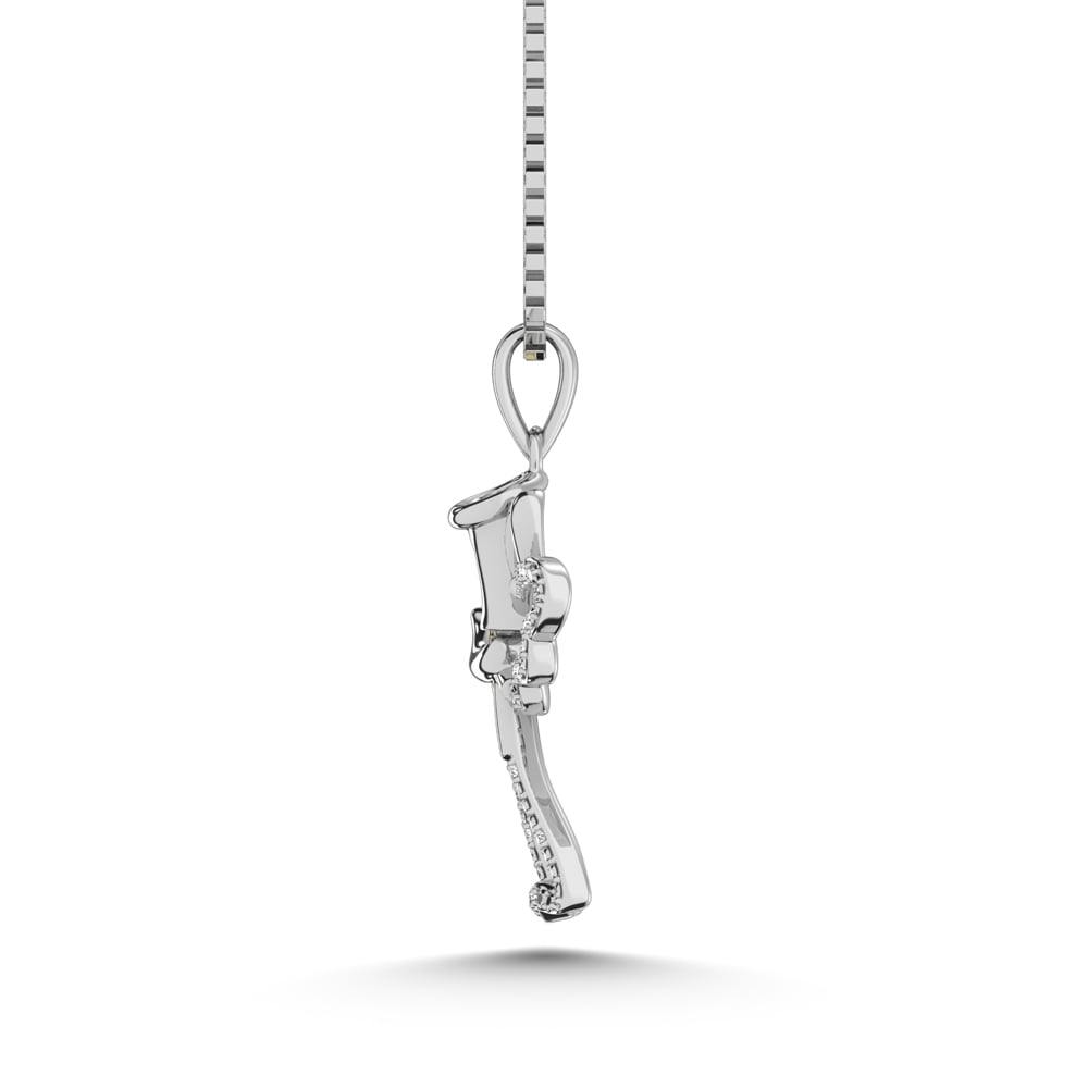 Diamond Accent Fairy Pendant in Sterling Silver and 10K Yellow Gold 1/50 cts