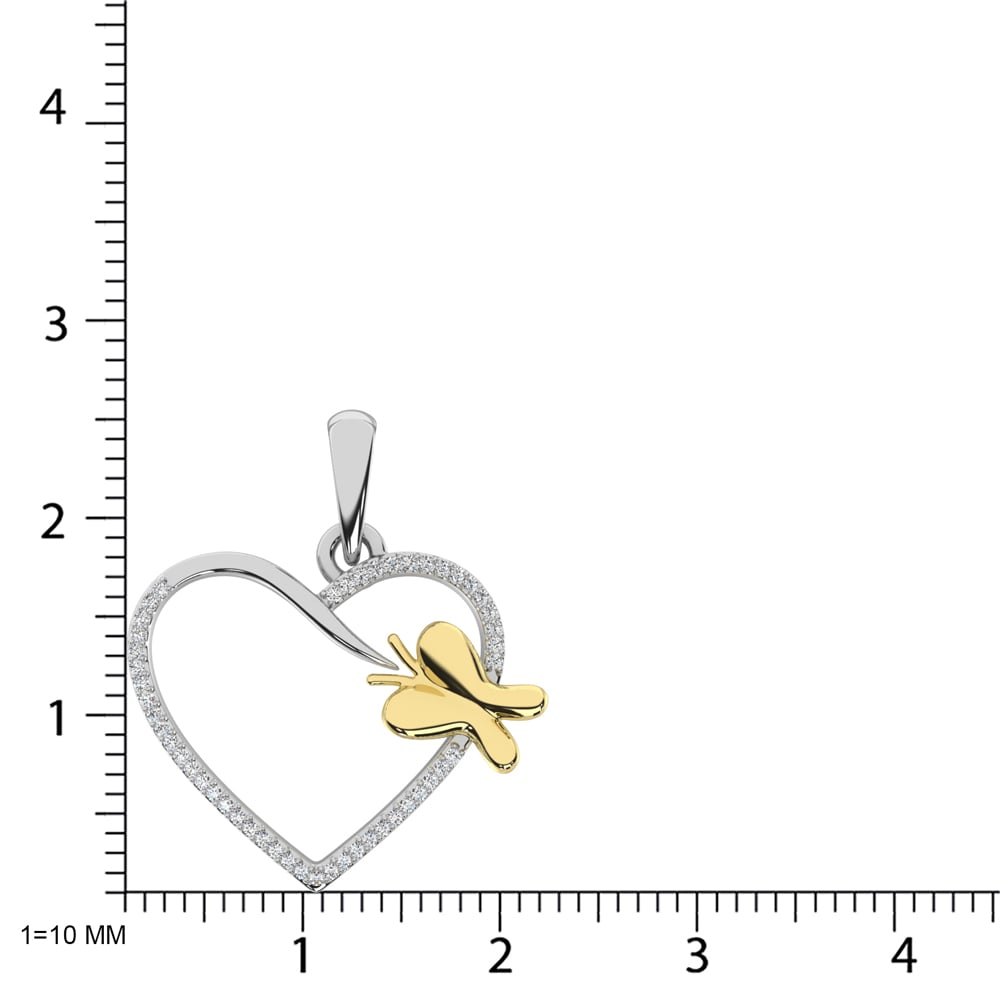 Diamond Accent Heart Pendant in Sterling Silver and 10K Yellow Gold 1/20 cts
