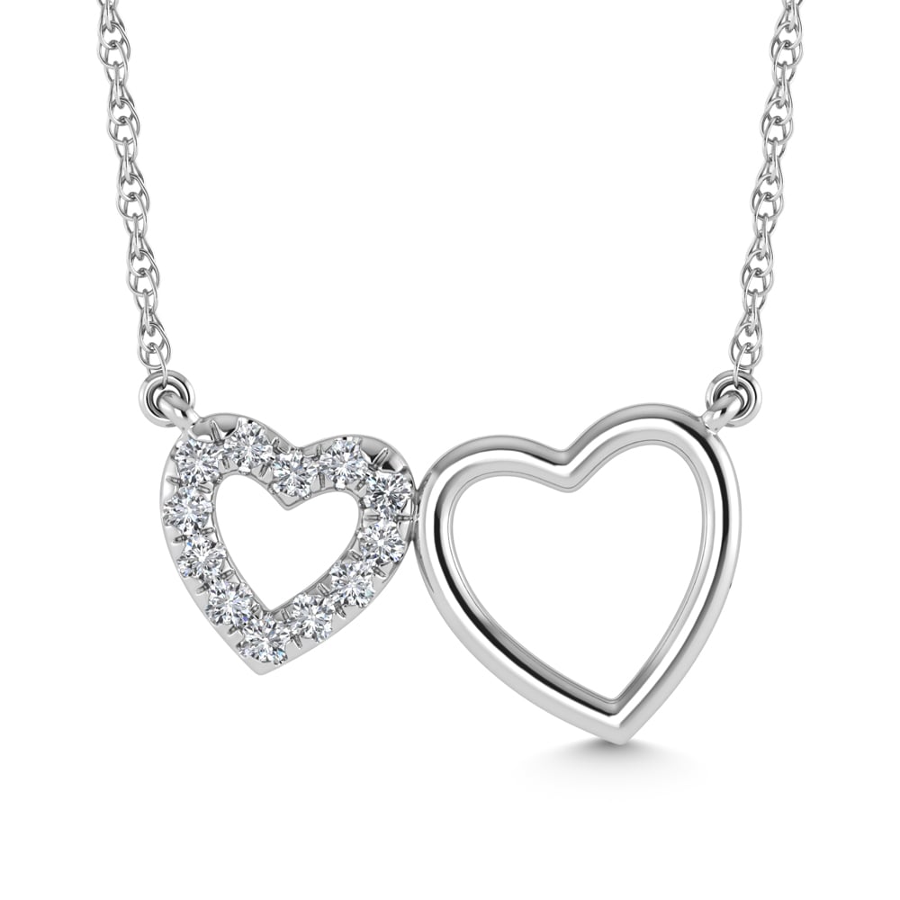 10K White Gold Diamond 1/50 Ct.Tw. Heart Necklace (18 inches)