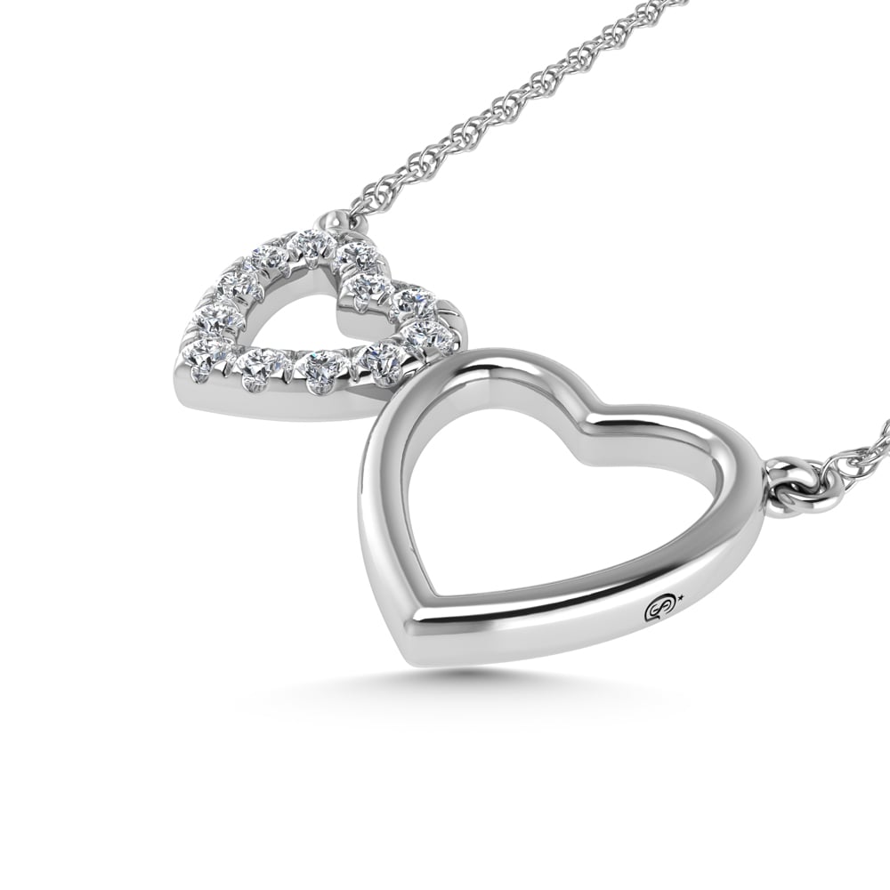 10K White Gold Diamond 1/50 Ct.Tw. Heart Necklace (18 inches)