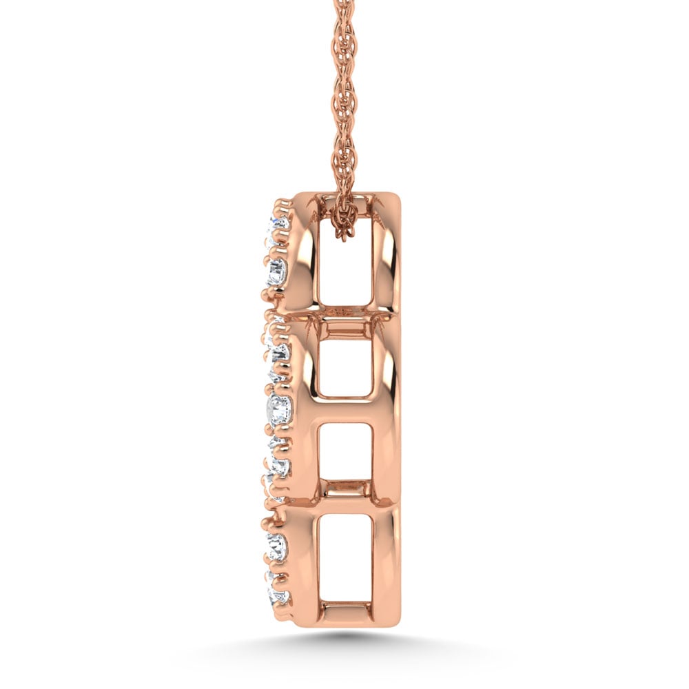 14K Rose Gold Diamond 1/8.Ct. Tw. Four Leaf Clover Pendant