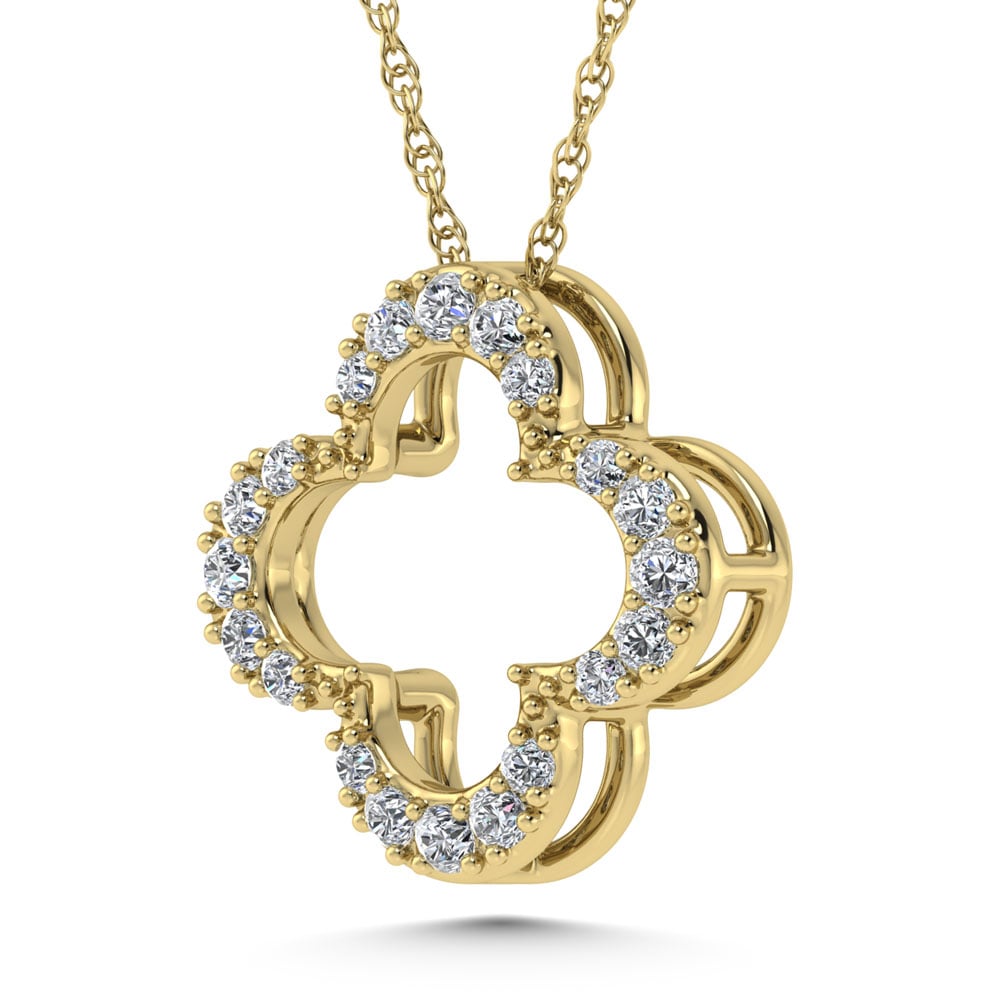14K White Gold Diamond 1/8.Ct. Tw. Four Leaf Clover Pendant