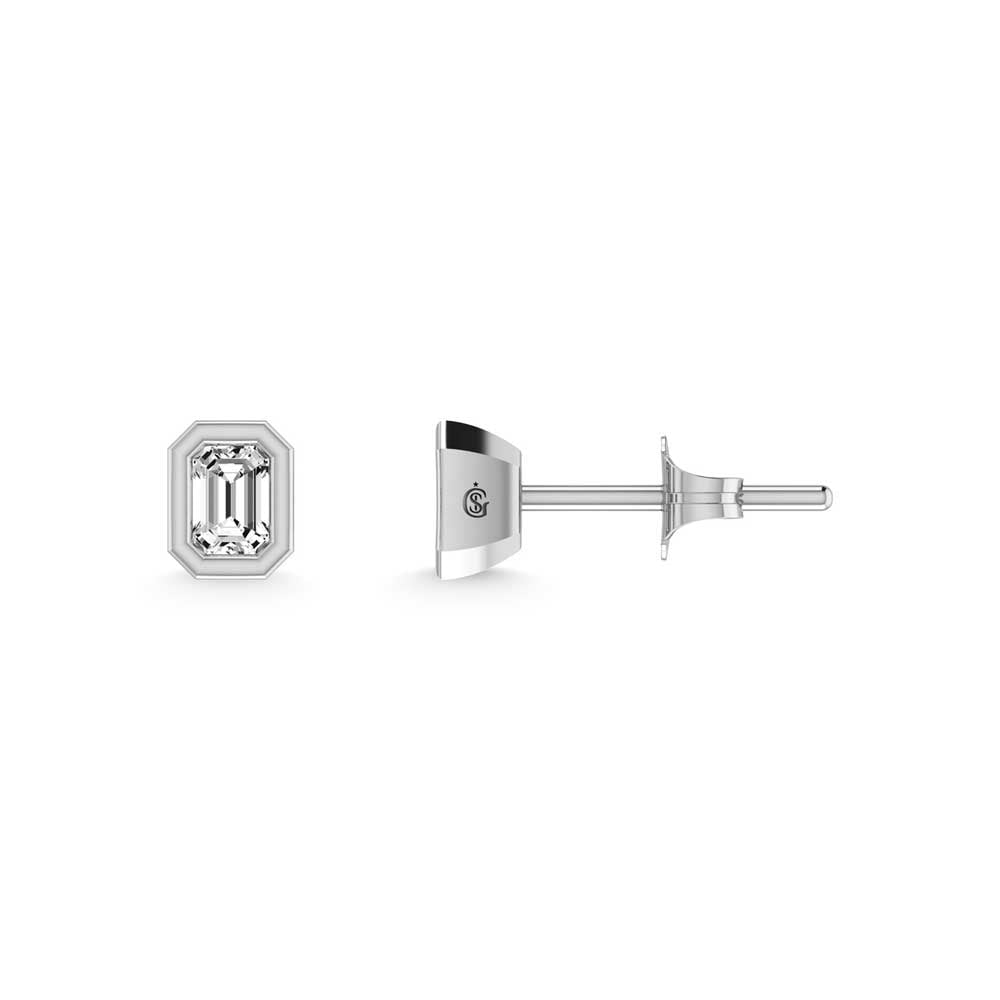 14K White Gold Diamond 1/3 Ct. Tw. Emerald Stud Earrings