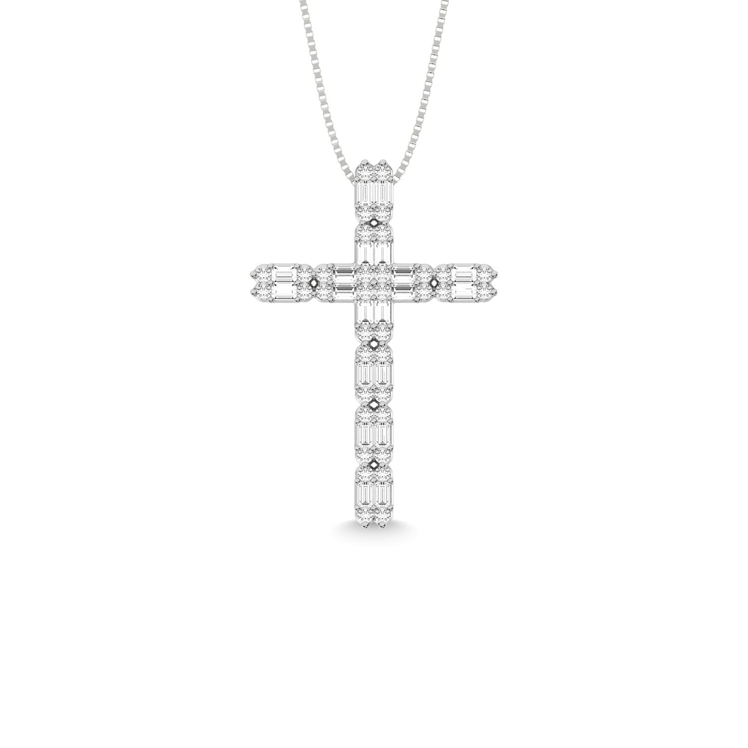 14K White Gold Diamond 1/2 Ct.Tw. Cross Pendant