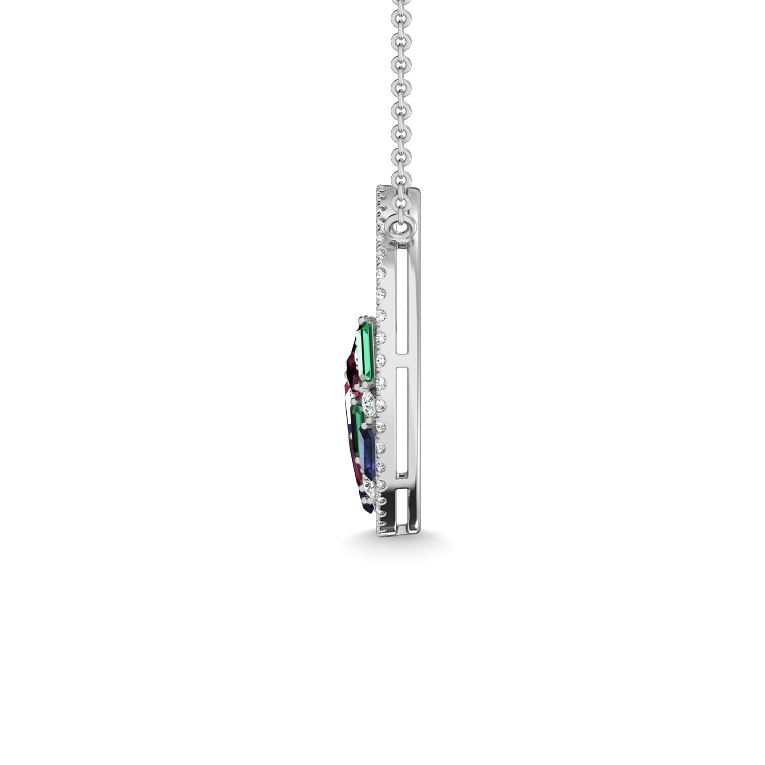 14K White Gold Diamond 1 1/2 Ct.Tw. Gemstone Pendant