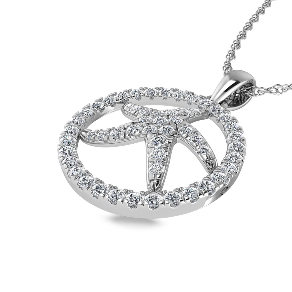 14K White Gold Diamond 1/2 Ct.Tw. Starfish Pendant