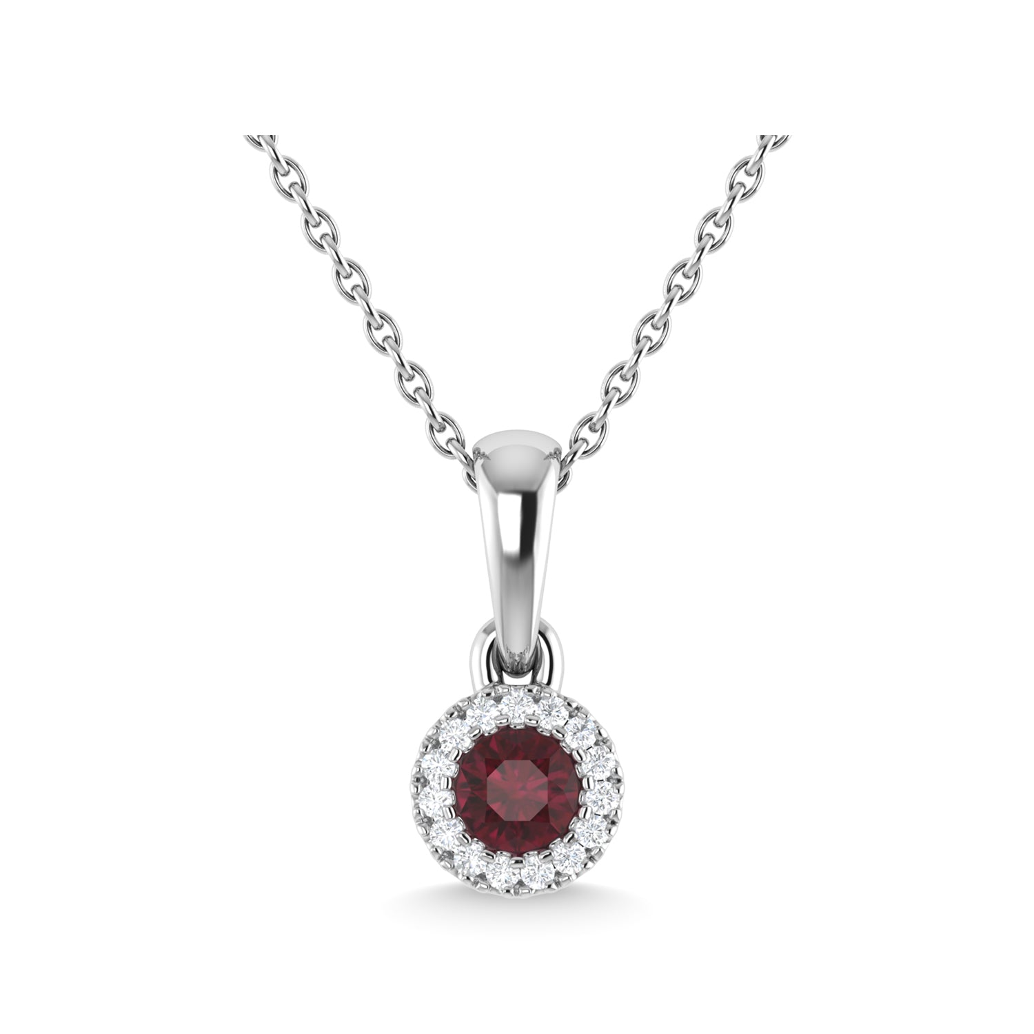 14K White Gold Ruby and Diamond 1/6 Ct.Tw. Fashion Pendant