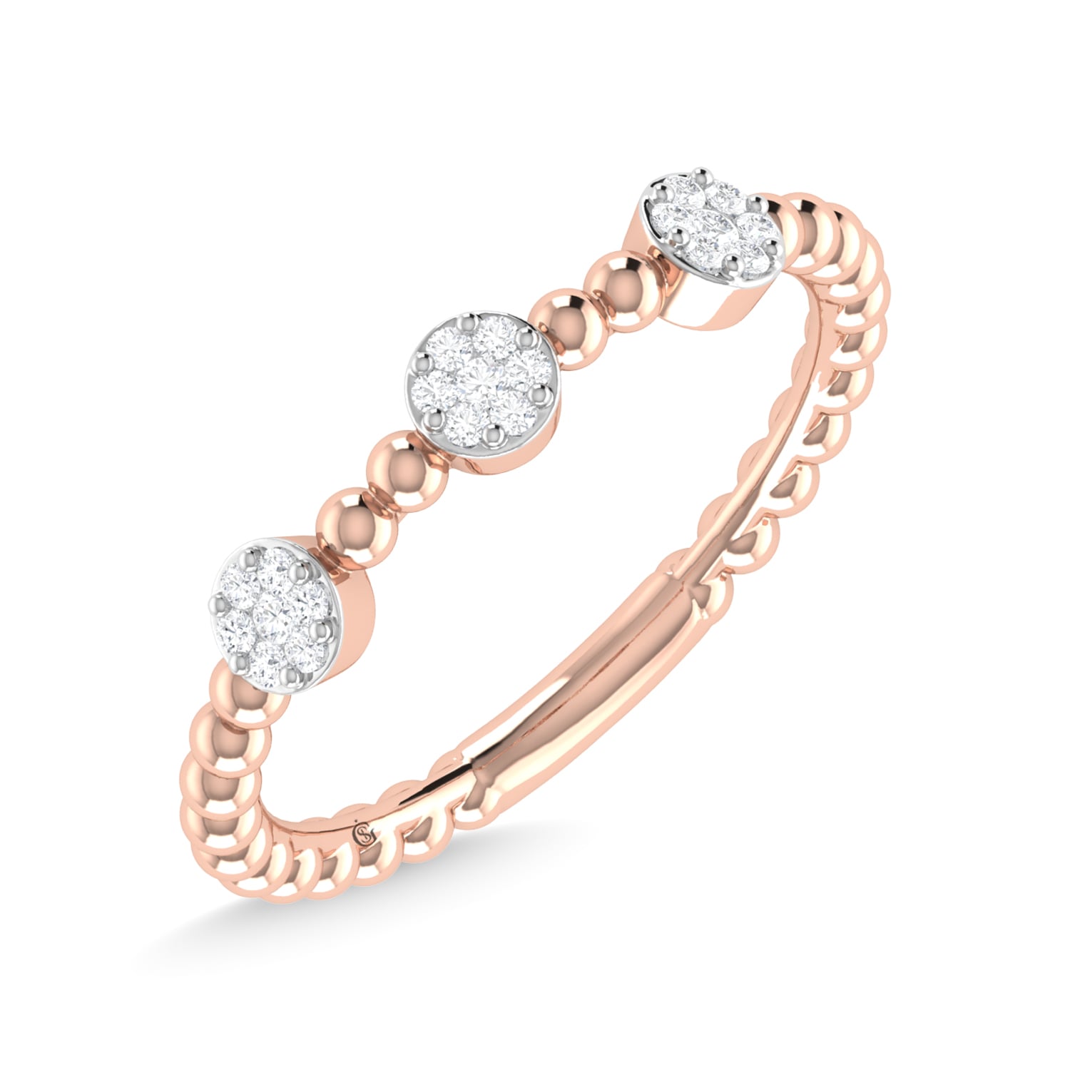 14K Rose Gold Diamond 1/8 Ct.Tw. Stackable Band