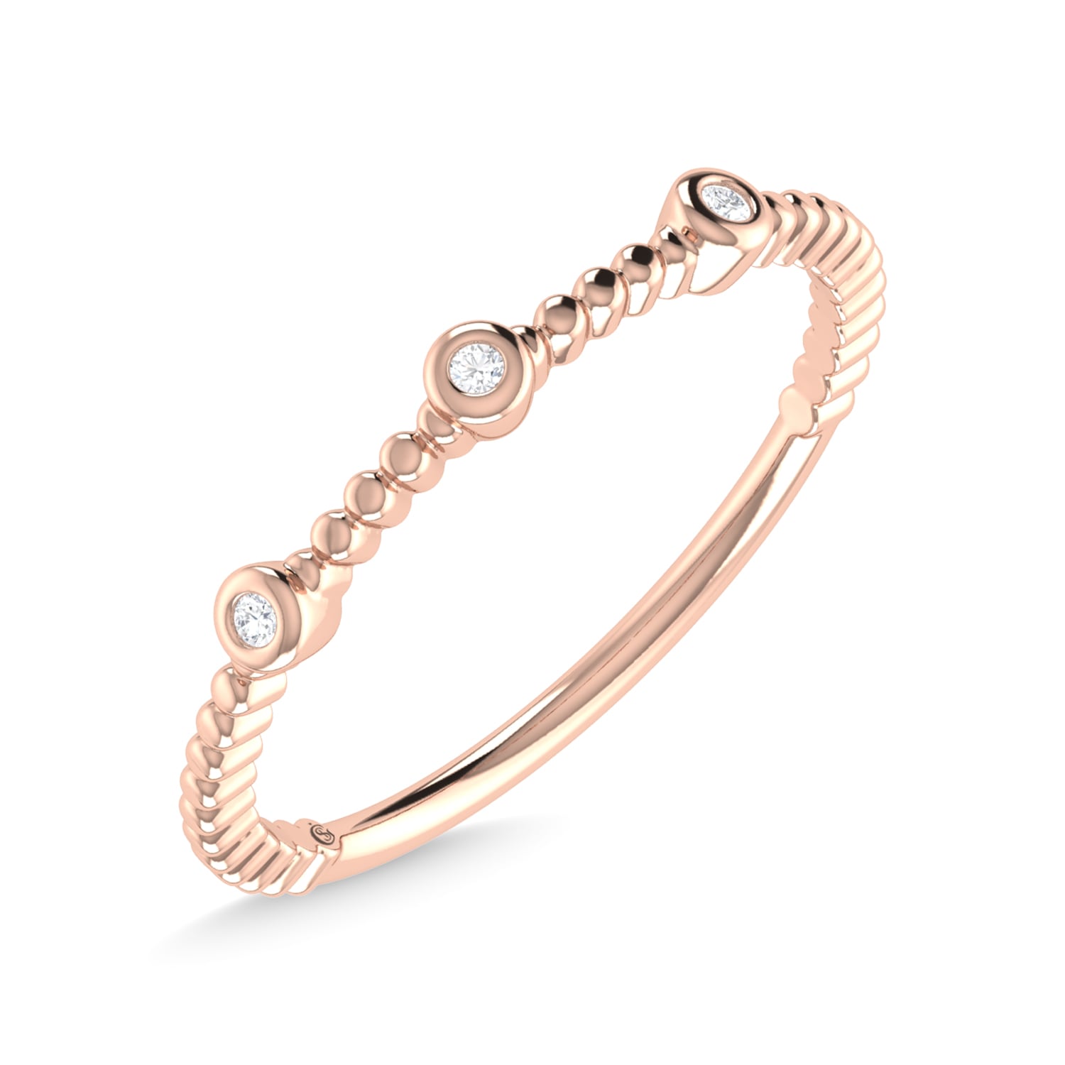 14K Rose Gold Diamond 1/20 Ct.Tw. Stackable Band