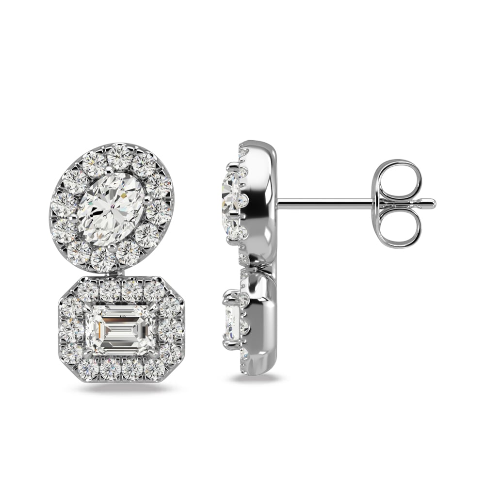 14K White Gold Diamond 7/8 Ct.Tw Fashion Earrings