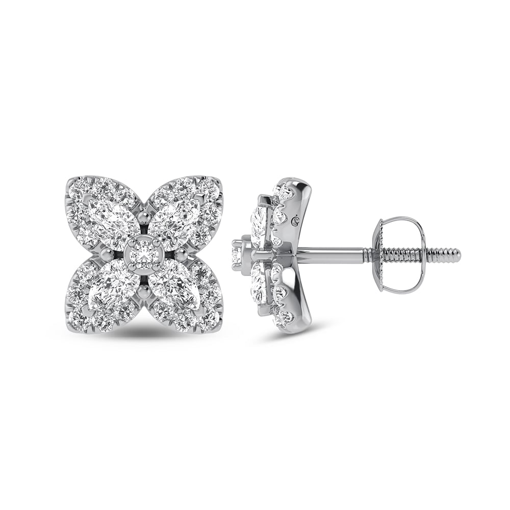 14K White Gold Diamond 1 1/6 Ct.Tw.  Fashion Earrings