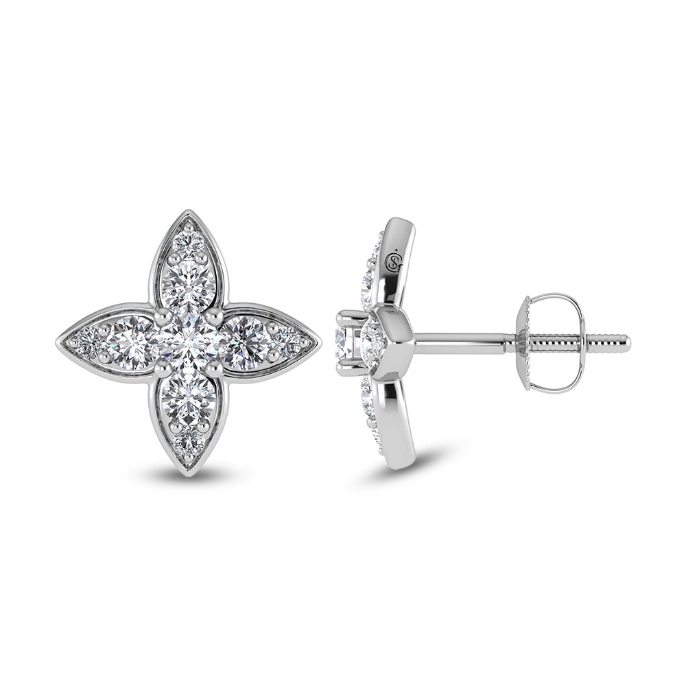 14K White Gold Diamond 3/4 Ct.Tw. Fashion Earrings