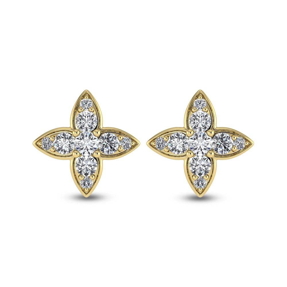 14K Yellow Gold Diamond 3/4 Ct.Tw. Fashion Earrings
