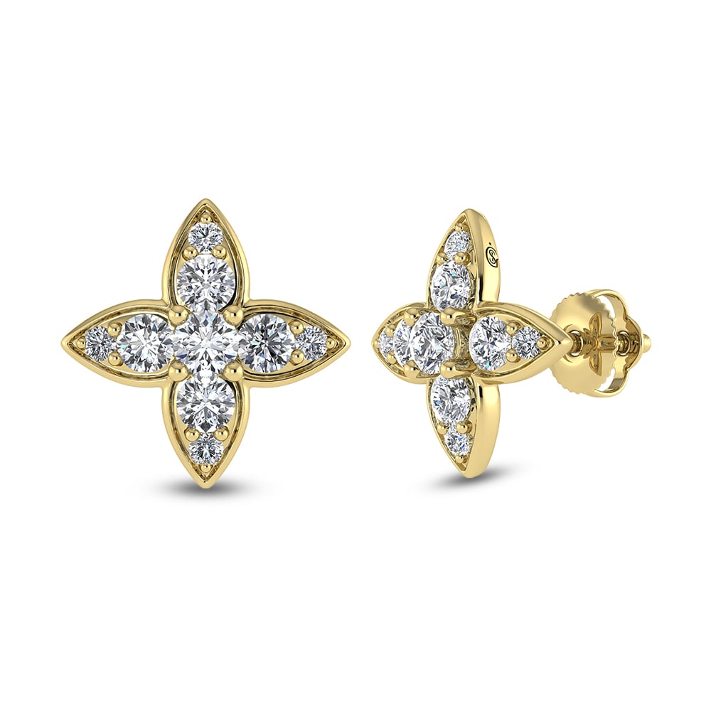 14K Yellow Gold Diamond 3/4 Ct.Tw. Fashion Earrings