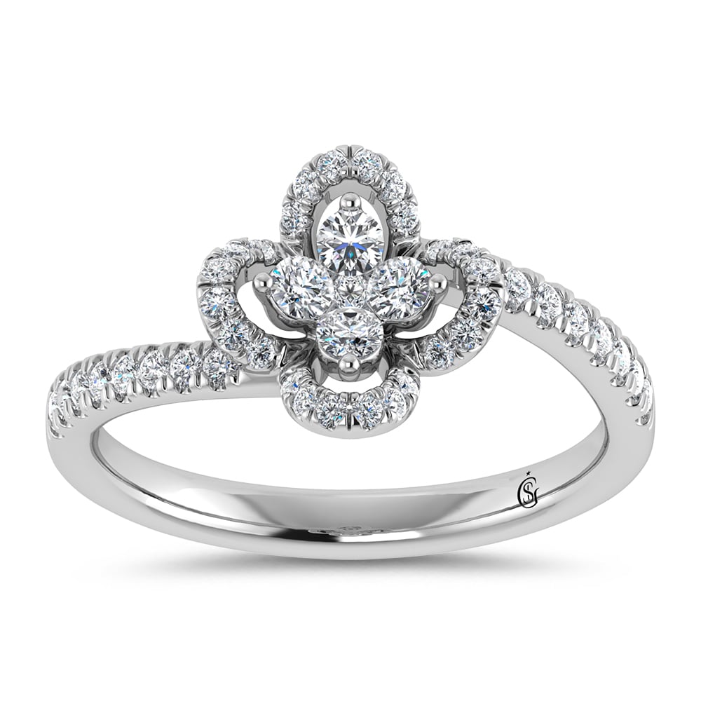 14K White Gold Diamond 3/8 Ct.Tw. Fashion Ring