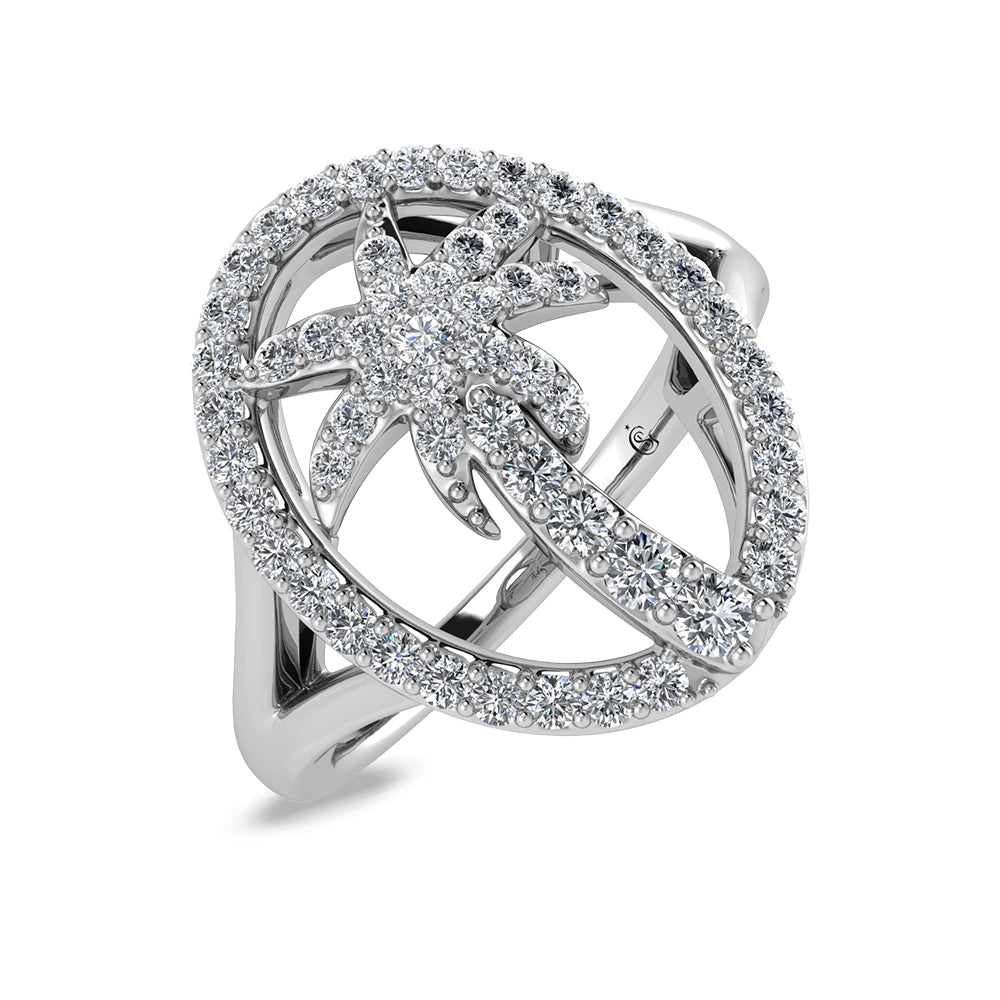 14K White Gold Diamond 1/3 Ct.Tw. Palm Tree Ring