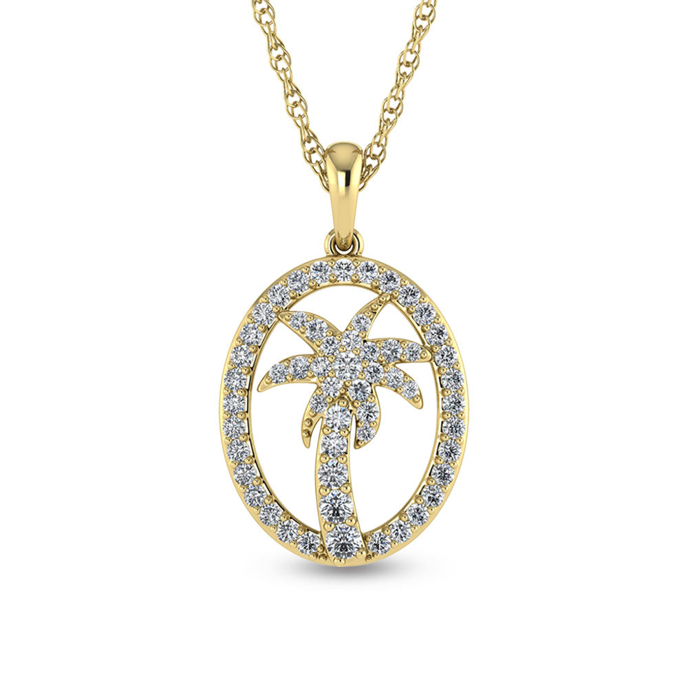 14K White Gold Diamond 1/2 Ct.Tw. Palm Tree Pendant