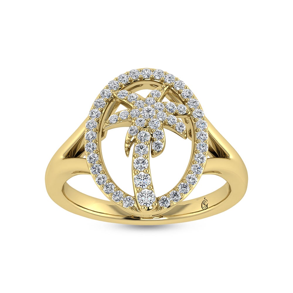14K White Gold Diamond 1/3 Ct.Tw. Palm Tree Ring