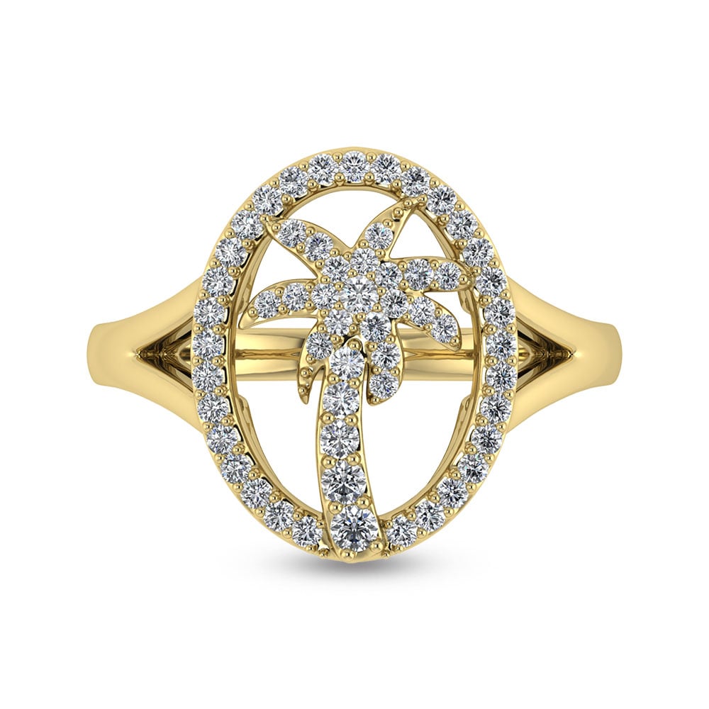 14K White Gold Diamond 1/3 Ct.Tw. Palm Tree Ring