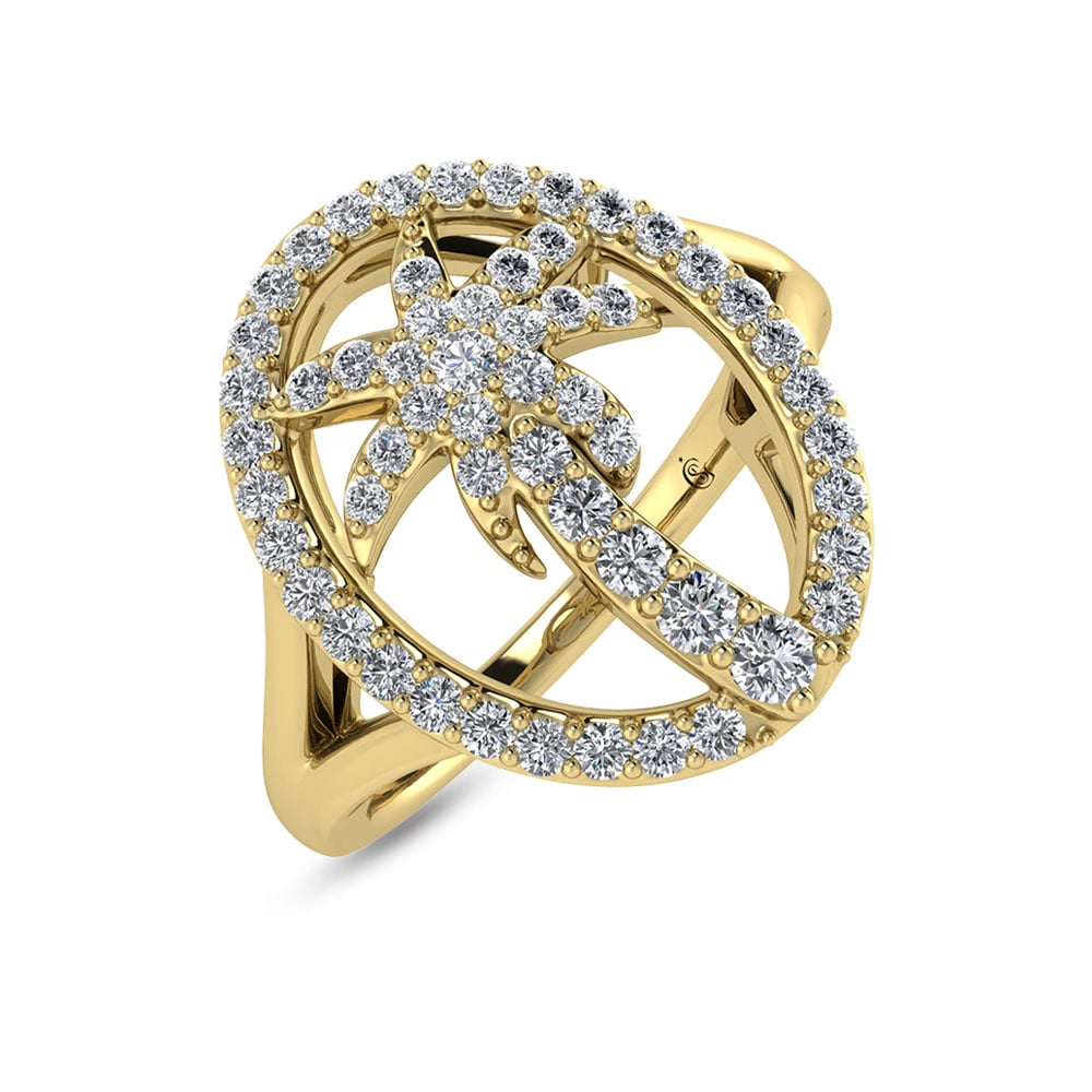 14K White Gold Diamond 1/3 Ct.Tw. Palm Tree Ring