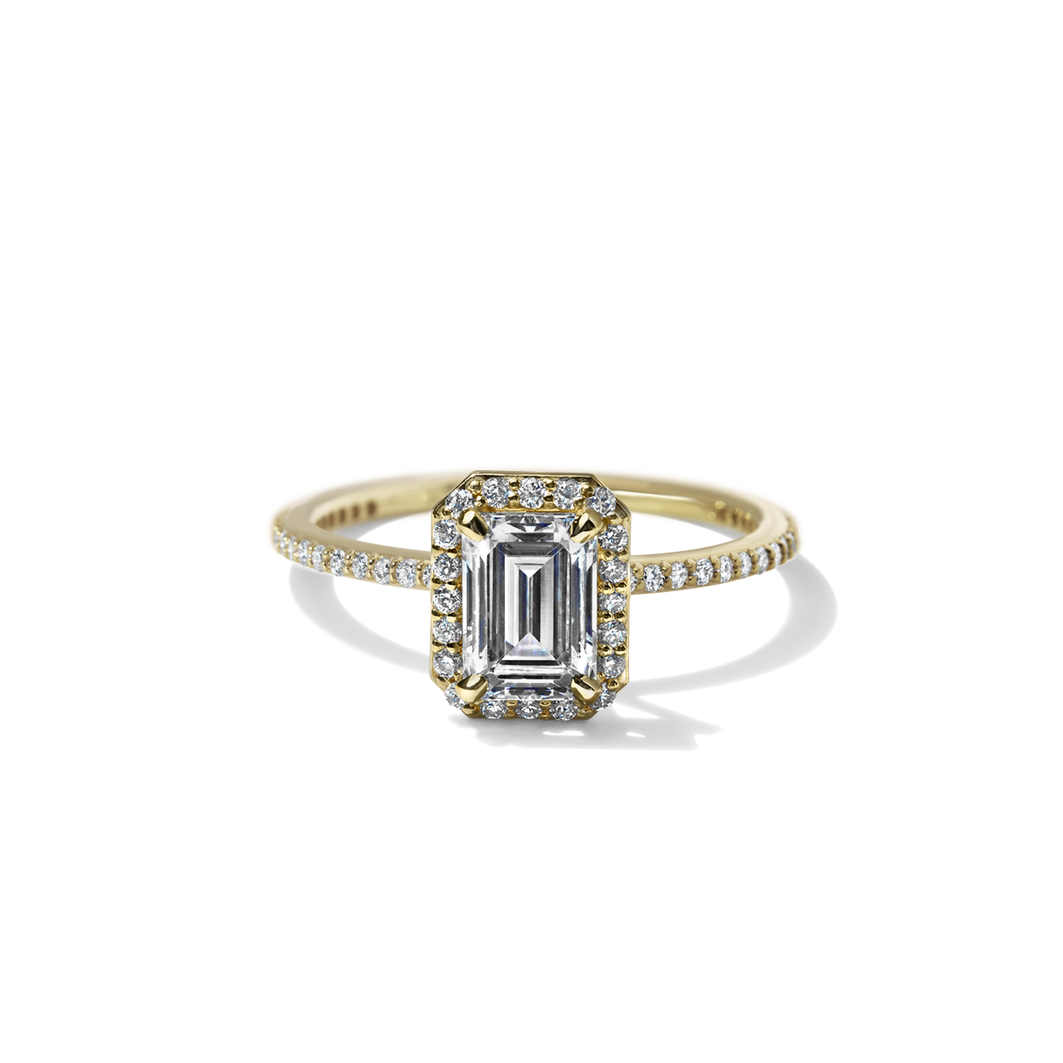 18K Gold Customizable Diamond Halo Pave Ring