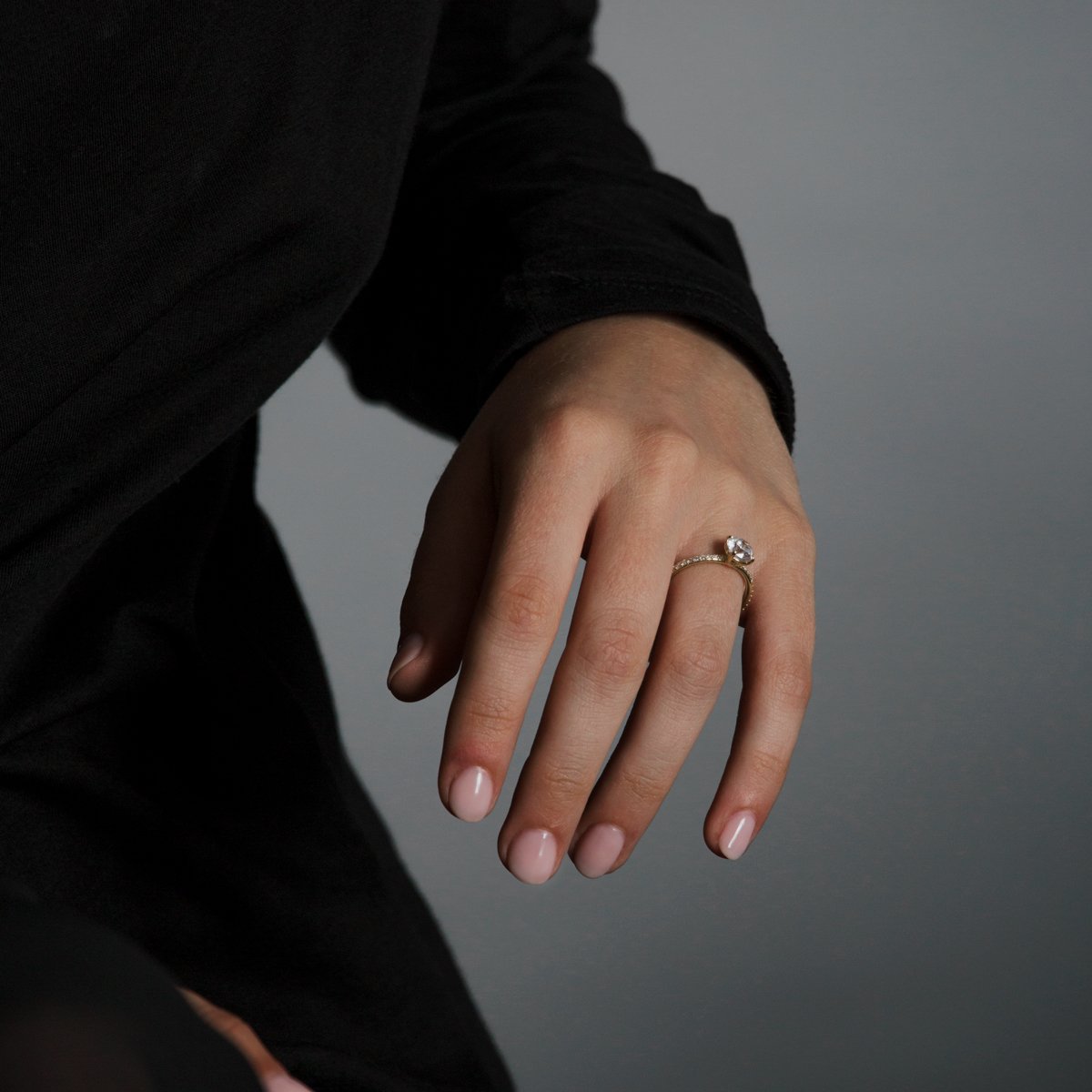 Solitaire Pave Engagement Ring