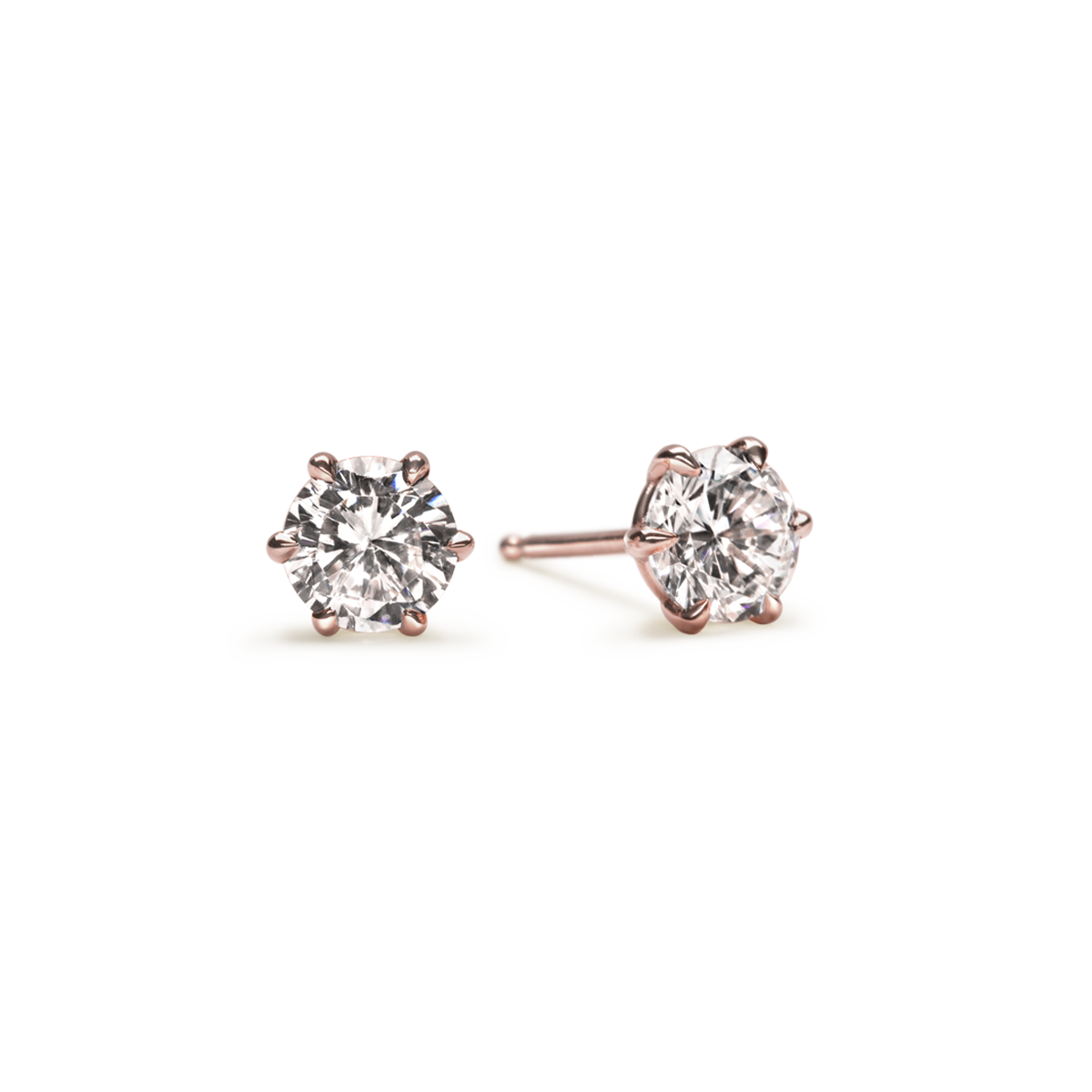 14k Gold Customizable Diamond Six Prong Stud Earrings