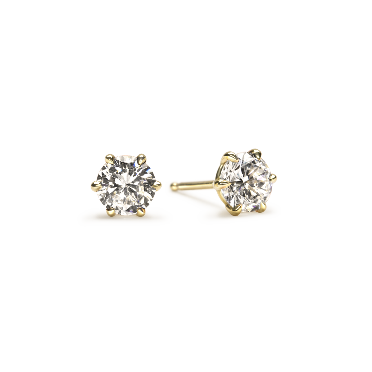 14k Gold Customizable Diamond Six Prong Stud Earrings